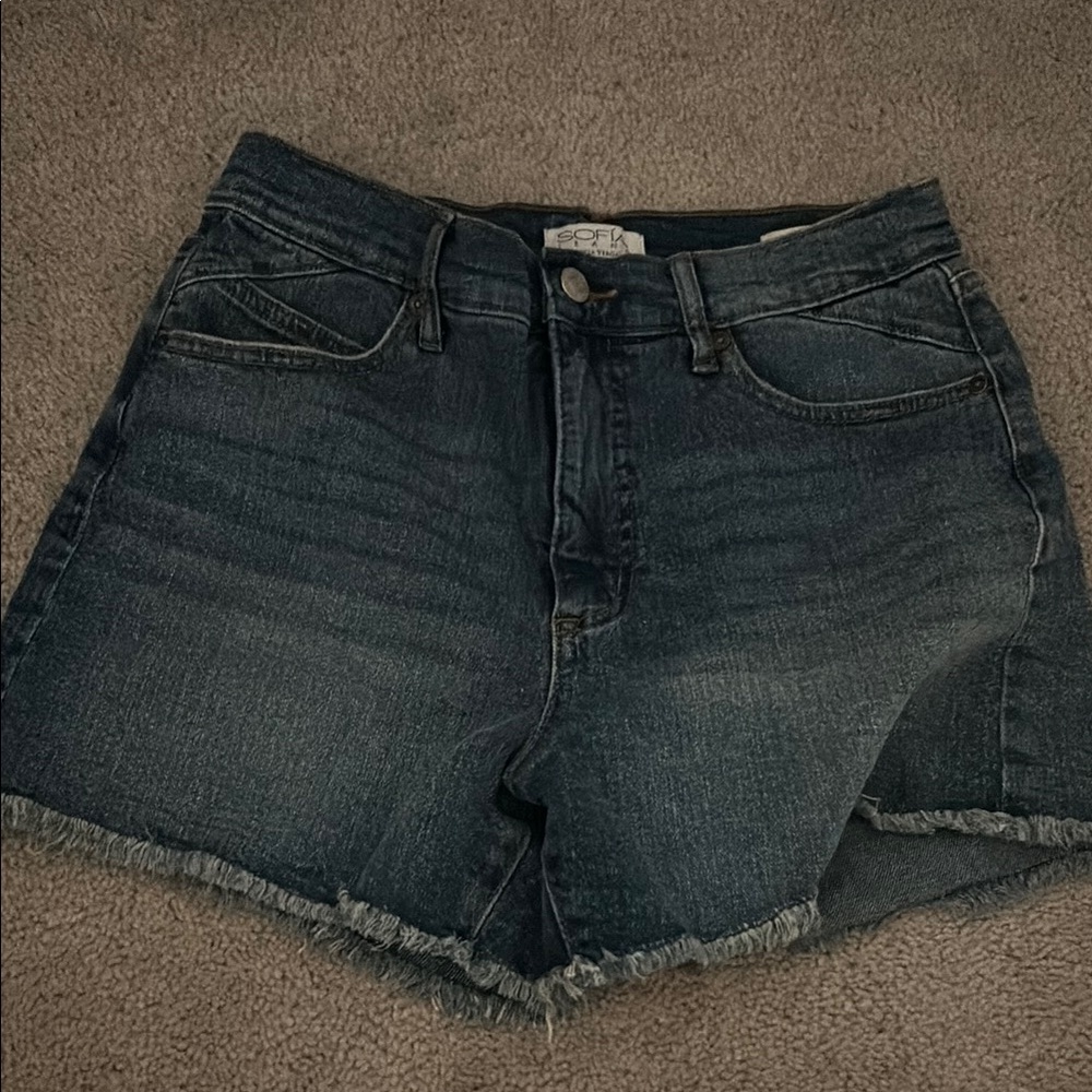 Sofia by Sofia Vergara Blue Jean Shorts with Distressed Hem